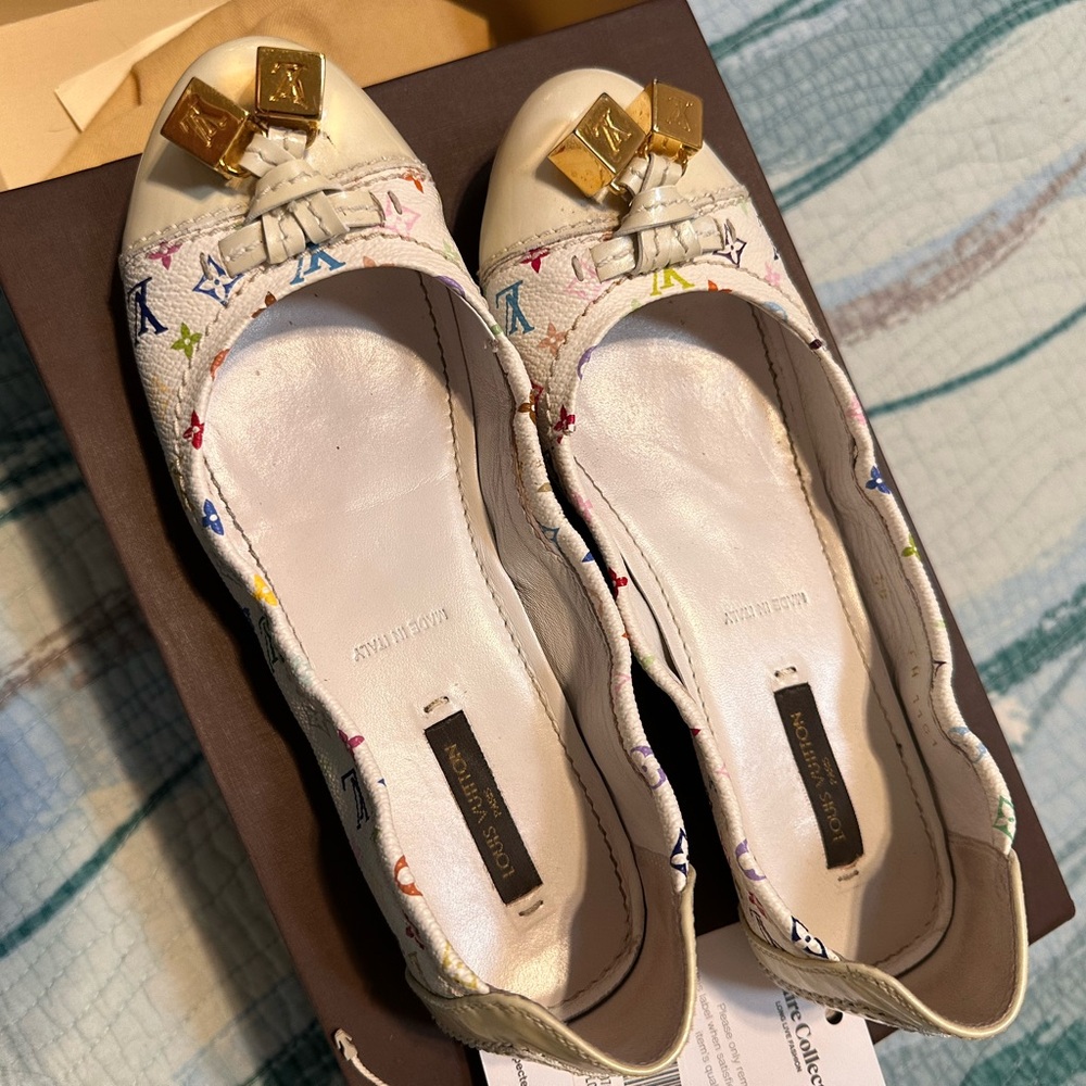 Louis Vuitton Ivory and Multicolor Monogram Flats